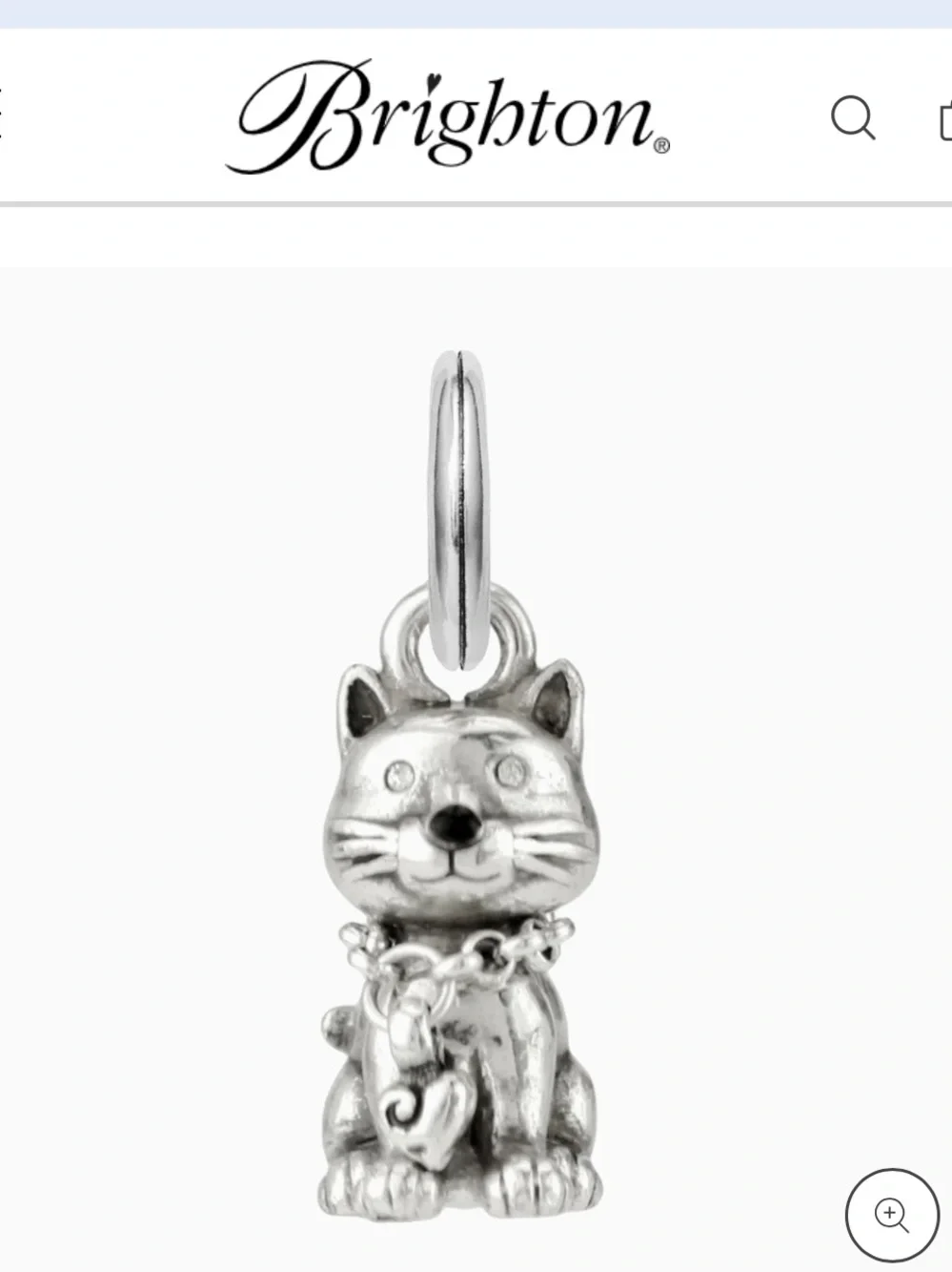 Brighton Kitty Cat Charm Necklace Adjustable 16”-18” Silver Tone Retired Jewelry